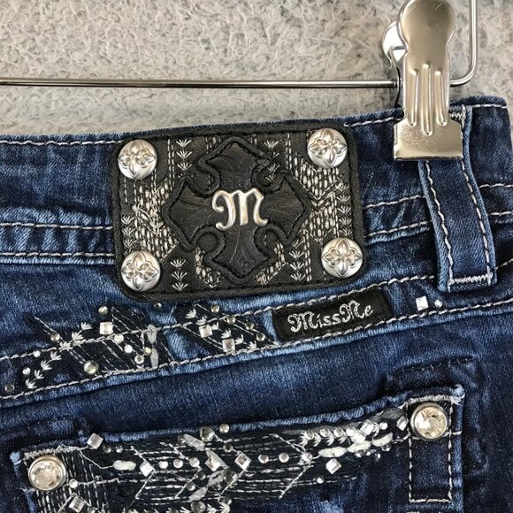 Miss Me Signature Boot Cut jean Sz 30 Rhinestones blue - Picture 4 of 12
